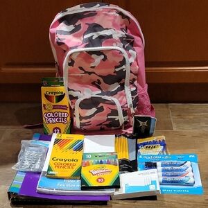 NWT: eastsport Pink Camouflage Backpack With Supplies